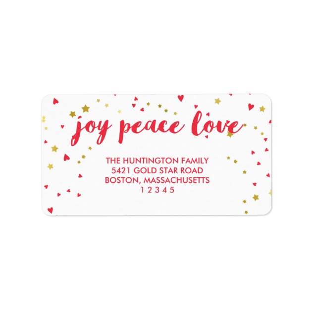 Joy Peace Love | Hearts & Stars | Christmas Label
