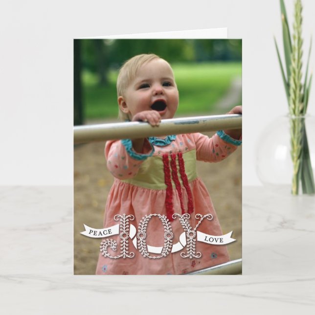 JOY PEACE LOVE Holiday Greeting Card Folded (Front)