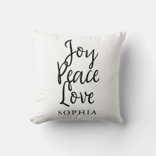 Joy Peace Love Inspirational Quote Throw Pillow