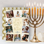 Joy Peace Love & Light Hanukkah 10 Instant Photo H Holiday Card<br><div class="desc">Joy, Peace, Love & Light With Star Of David, 10 Instant Photo Collage Hanukkah Holiday Card. The greeting and background can be changed to any color of your choice. Designed / original artwork by fat*fa*tin. Easy to personalize with your own text message, name, year, photo, or image. More editing features...</div>
