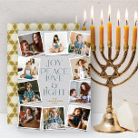 Joy Peace Love & Light Hanukkah 10 Instant Photo H Holiday Card<br><div class="desc">Joy, Peace, Love & Light With Star Of David, 10 Instant Photo Collage Hanukkah Holiday Card. The greeting and background can be changed to any color of your choice. Designed / original artwork by fat*fa*tin. Easy to personalize with your own text message, name, year, photo, or image. More editing features...</div>