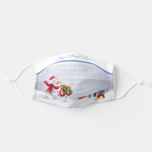 Joy Peace Love Merry Christmas New Year Snowman Adult Cloth Face Mask