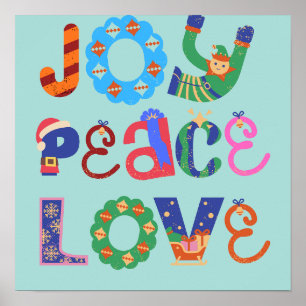 Joy, peace, love motivational quotes wall art