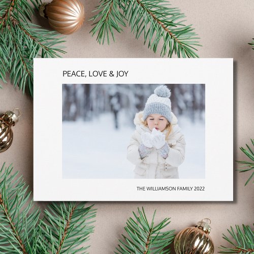 Joy Peace Love Photo Christmas Card