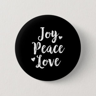 Joy Peace Love Red Brushed Script Womens Holiday Button