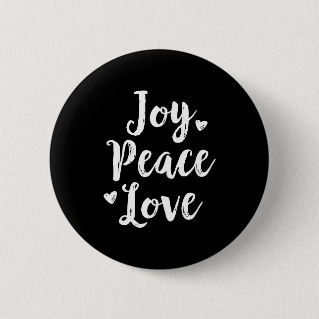 Joy Peace Love Red Brushed Script Womens Holiday  Button (Front)