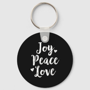 Joy Peace Love Red Brushed Script Womens Holiday Keychain