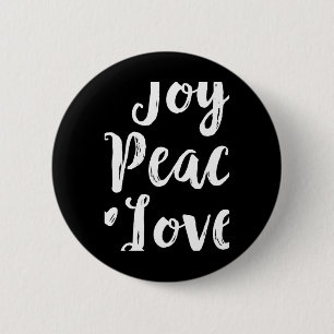 Joy Peace Love Red Brushed Script Womens Holiday T Button