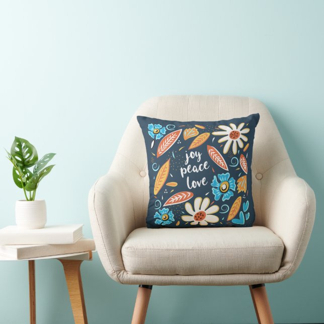 Joy Peace Love Throw Pillow (Chair)