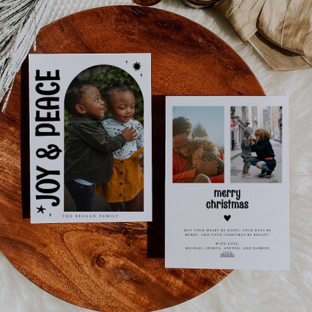 Joy & Peace Minimalist White Arch Holiday Card (Creator Uploaded)