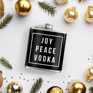Joy Peace Vodka Funny Holiday Flask