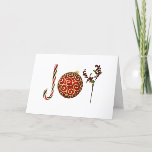 Joy personalized candy cane ornament holly holiday card