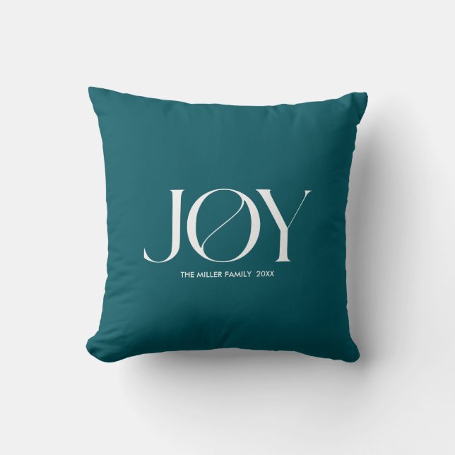 Joy | Personalized Christmas Throw Pillow (Front)