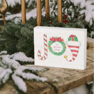 Joy Personalized Christmas Wooden Box Sign