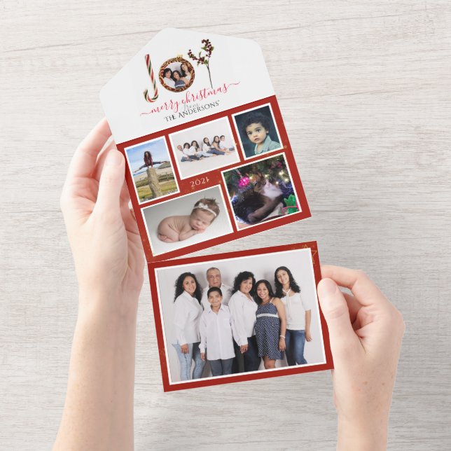 Joy personalized family photos Christmas card (Tearaway)