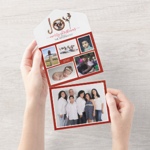 Joy personalized family photos Christmas card