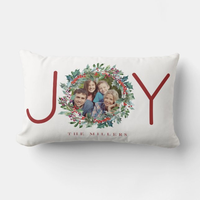 JOY Photo Christmas Lumbar Pillow (Front)