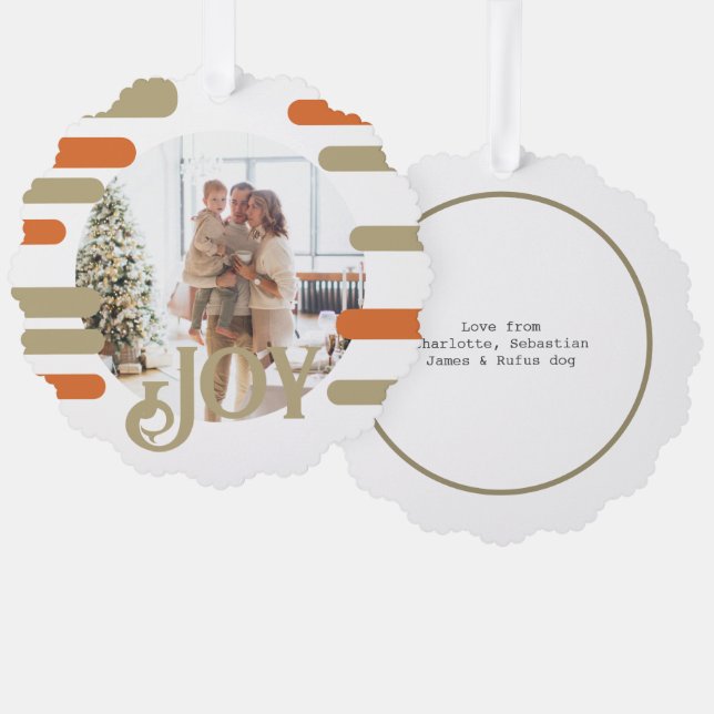 Joy Photo Christmas Personalized Ornament Card (Front/Back)