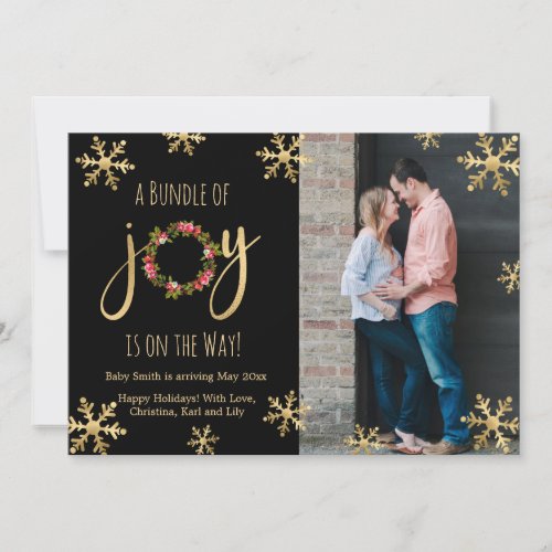 Joy Photo Christmas Pregnancy Announcement Cards