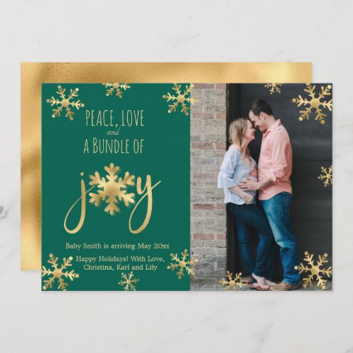 Joy Photo Christmas Pregnancy Announcement Cards