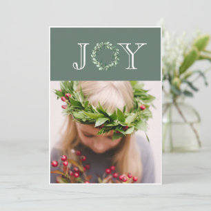 Joy Photo Eucalyptus Wreath Personalized Holiday Card