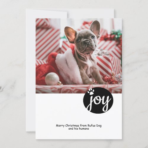 Joy Photo Personalized Christmas Dog Paw Print Holiday Card