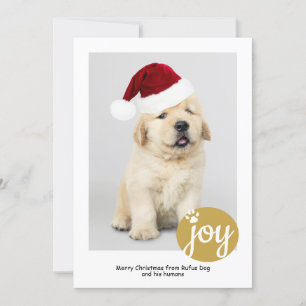 Joy Photo Personalized Christmas Dog Paw Print Holiday Card