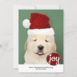 Joy Photo Personalized Christmas Dog Paw Print Holiday Card