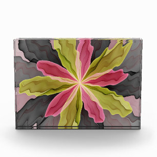 Joy, Pink Green Anthracite Fantasy Flower Fractal Acrylic Award