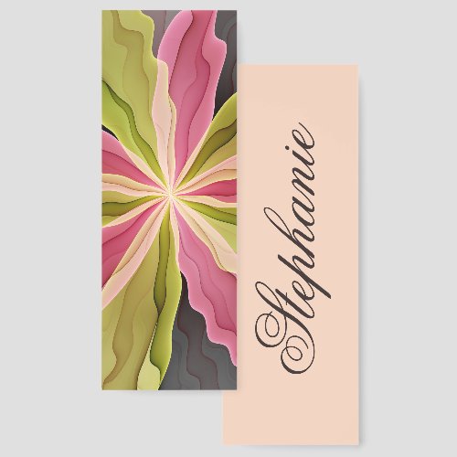 Joy, Pink Green Anthracite Fantasy Flower Fractal Bookmarks