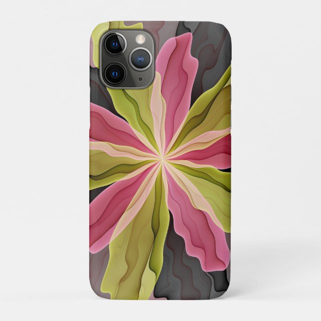 Joy, Pink Green Anthracite Fantasy Flower Fractal Case-Mate iPhone Case (Back)
