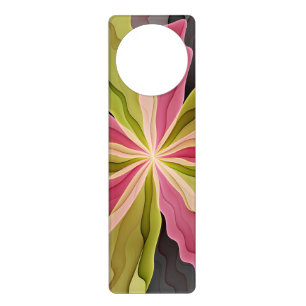 Joy, Pink Green Anthracite Fantasy Flower Fractal Door Hanger