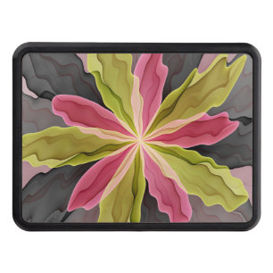 Joy, Pink Green Anthracite Fantasy Flower Fractal Hitch Cover
