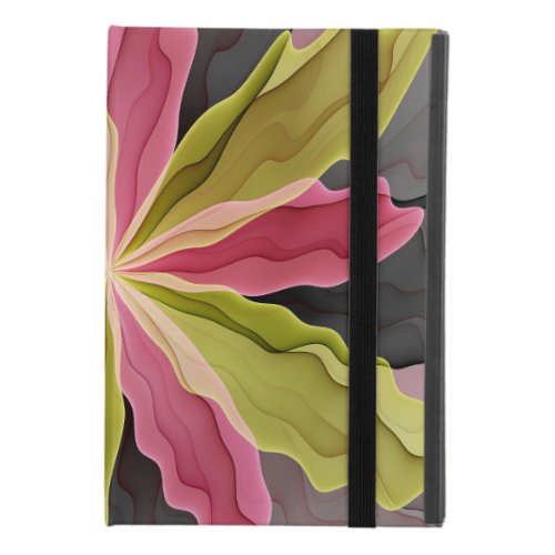 Joy Pink Green Anthracite Fantasy Flower Fractal iPad Mini 4 Case