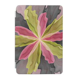 Joy, Pink Green Anthracite Fantasy Flower Fractal iPad Mini Cover