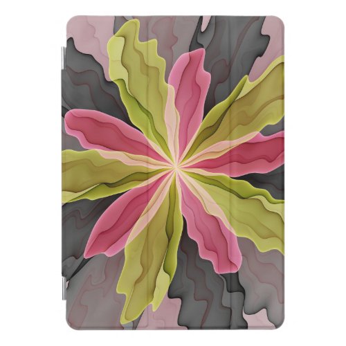 Joy Pink Green Anthracite Fantasy Flower Fractal iPad Pro Cover