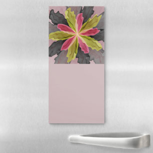Joy, Pink Green Anthracite Fantasy Flower Fractal Magnetic Notepad