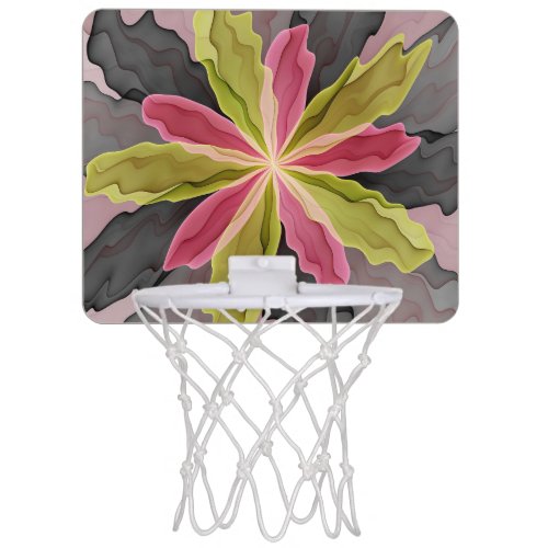 Joy Pink Green Anthracite Fantasy Flower Fractal Mini Basketball Hoop