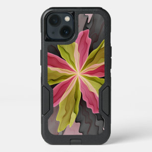 Joy, Pink Green Anthracite Fantasy Flower Fractal iPhone 13 Case
