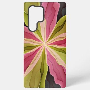 Joy, Pink Green Anthracite Fantasy Flower Fractal Samsung Galaxy S22 Ultra Case