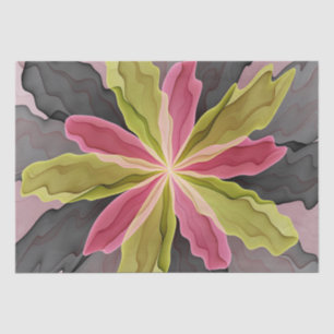 Joy, Pink Green Anthracite Fantasy Flower Fractal Tissue Paper