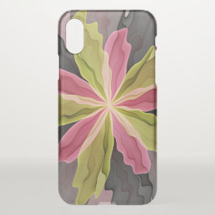 Joy, Pink Green Anthracite Fantasy Flower Fractal iPhone X Case