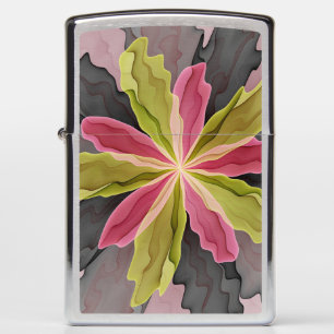 Joy, Pink Green Anthracite Fantasy Flower Fractal Zippo Lighter