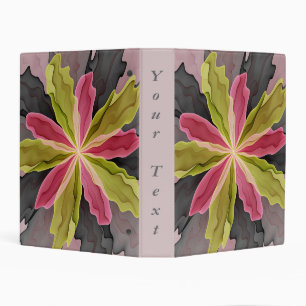 Joy, Pink Green Anthracite Fantasy Flower Text Mini Binder