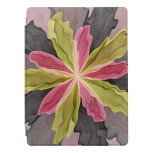 Joy, Pink Green Anthracite Flower Fractal Monogram iPad Pro Cover