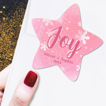 Joy Pink Snowflakes Christmas Holiday Gift Tag