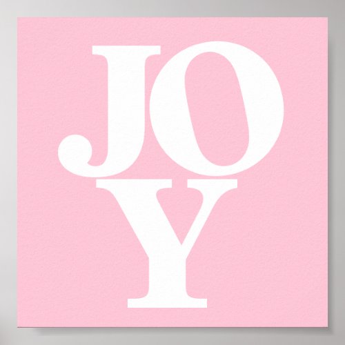 Joy pink white typographic word nursery poster