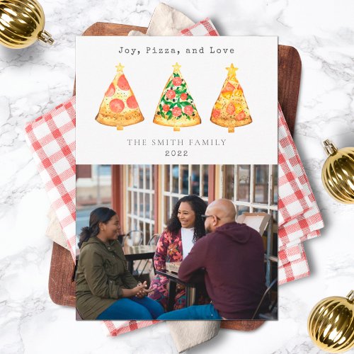 Joy Pizza Love Christmas Family Photo Holiday Card