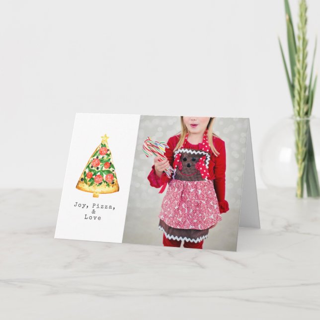 Joy Pizza Love Christmas Photos Card (Front)