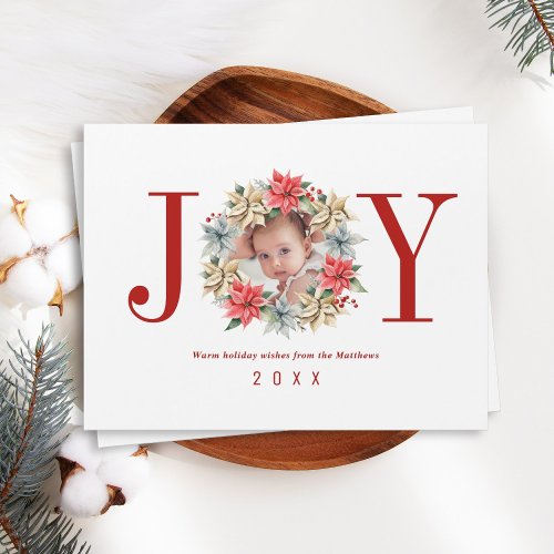 Joy Poinsettia Wreath with Picture Magnetic Card